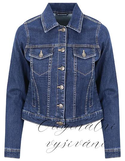 Džínová bunda - tmavě modrá s výšivkou